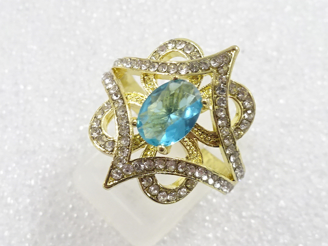 JAPANESE KIMONO / ANTIQUE COLORED STONE RING (SIZE 18)